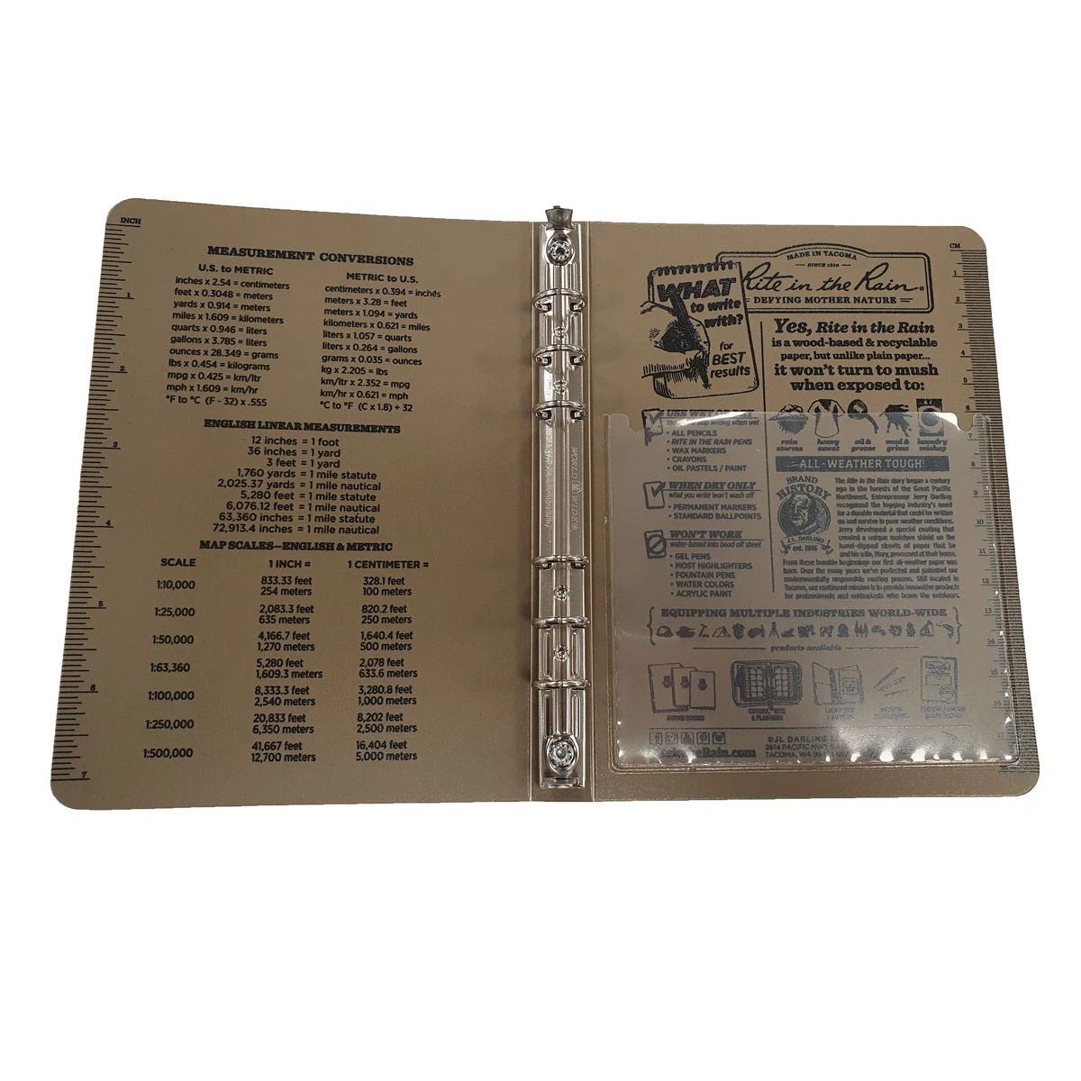 Rite In The Rain Field Ring Binder - Tan 2 Rite In The Rain Field Ring Binder - Tan - Image 2
